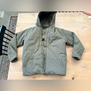 Women's Olive Hooded Puffer Jacket